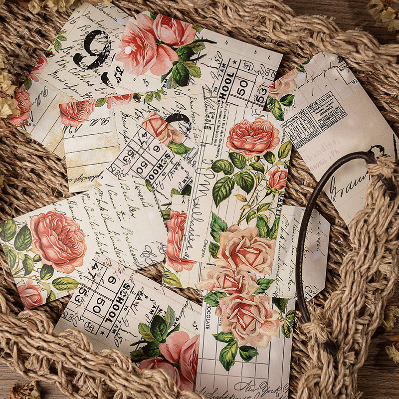 junik journal large size retro made old English score plant Herbal Hand Ledger Sticker Ancient Pendant