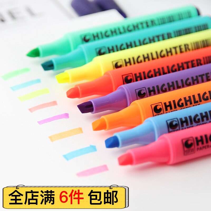 Stasta 3240 Triangle Pen Highlighter Large Solid Color Focus Marker Marker 8 Colors