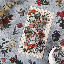 junik journalHand tent material retro flower and grass bird plant figure forensic TN Vitriol Paper Stickers 40 pieces