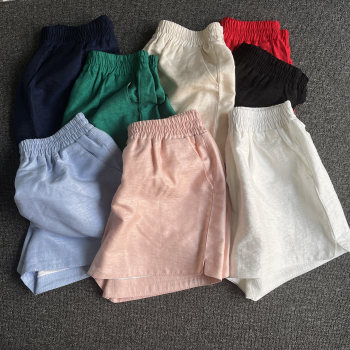 Summer new shorts women's ice silk thin versatile elastic waist slit wide leg hot pants