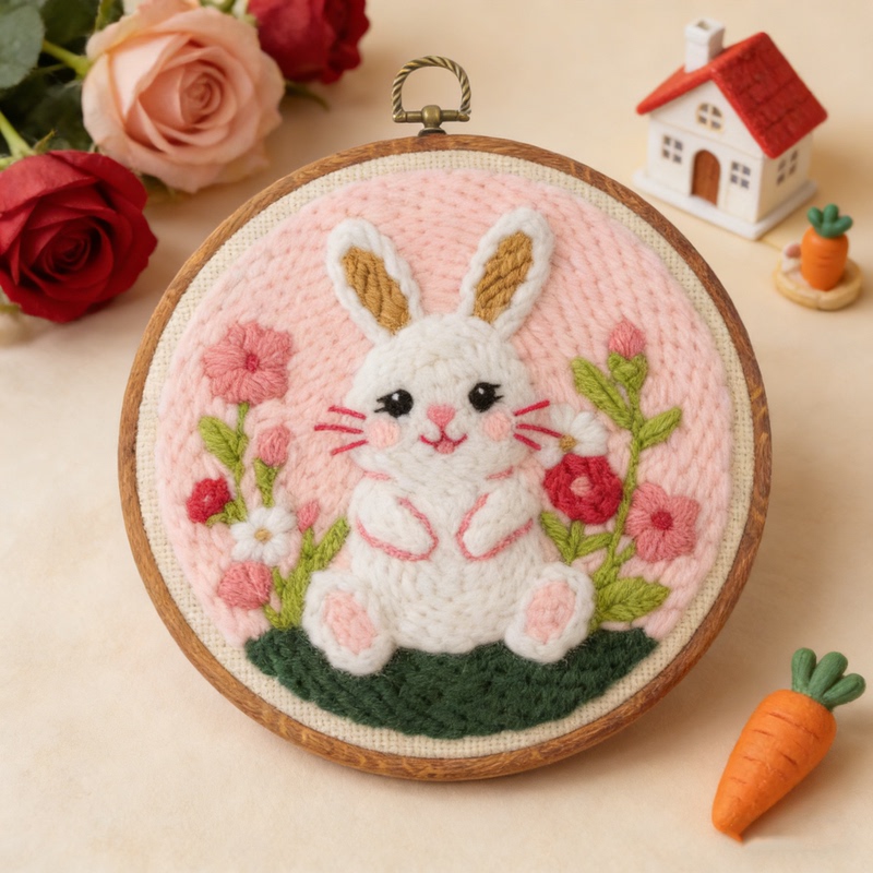 Russian Punch Needle Embroidery DIY Kit Cute Cartoon Pattern Yarn Decorative Painting Team Building Activity for Beginners