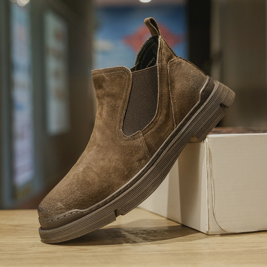 Chelsea Boots for Men 2025 New Winter Breathable Genuine Leather High-Top Short Boots British Style Casual Mid-Top Martin Boots