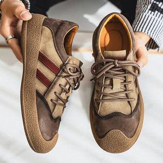 First-Layer Cowhide Men's Shoes 2025 Winter New German Training Shoes Korean Style Trendy Versatile Genuine Leather Breathable Soft-Soled Casual Sneakers