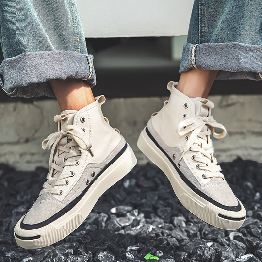 Summer Canvas Shoes for Men, High-Top Trendy Versatile Casual Shoes, Low-Top Breathable New Retro Mid-Top Korean Style Sneakers