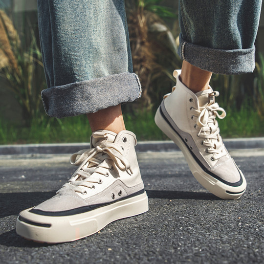 High-Top Canvas Shoes for Men, Summer Trendy Versatile Casual Shoes, Mid-Top Breathable Sports Shoes, Korean Style Low-Top White Sneakers