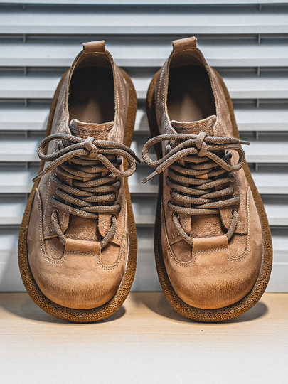 First-Layer Cowhide Men's Shoes 2025 New Winter Large-Toe Shoes Genuine Leather Breathable Soft-Soled British Non-Slip Casual Leather Shoes