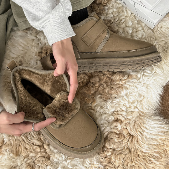 Men's Snow Boots, Northeast Cold-Resistant, Non-Slip Loafers, Genuine Leather Casual Cotton Boots, Winter Fleece-Lined, Thickened, Warm Large Cotton Shoes