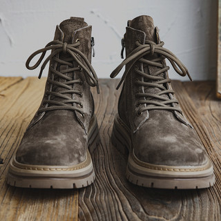 Martin Boots for Men, Winter British Style High-Top Shoes, Genuine Leather Mid-Top Trendy Short Boots, Retro New Breathable Work Boots