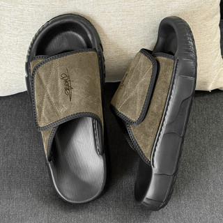 Men's Slippers for Outdoor Wear in Summer, Wear-Resistant, Trendy, Outdoor, 2025 New Style, Non-Slip, Beach Casual, Genuine Leather, Soft-Soled Sandals