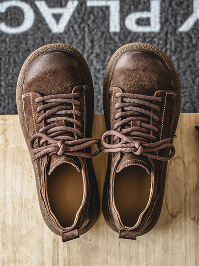 First-Layer Cowhide Men's Shoes, New Winter Style, Genuine Leather, Breathable, Large Leather Shoes, Soft Sole, Soft Leather, British Style, Non-Slip Casual Shoes