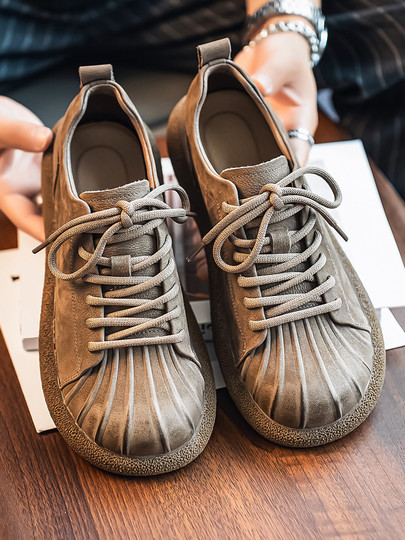 First-Layer Cowhide Men's Shoes, New Winter Style, Genuine Leather, Breathable, Large Leather Shoes, Soft Sole, Soft Leather, Thin, Non-Slip Casual Shoes