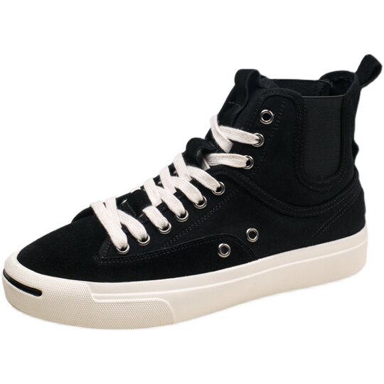 Summer Canvas Shoes Men's High-Top Korean Style Versatile Low-Top Casual Shoes Breathable New Black Mid-Top Trendy Sneakers
