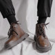 Martin Boots for Men, Autumn Mid-Top British Style, New Genuine Leather Breathable High-Top Shoes, Retro Korean Style Trendy Work Boots