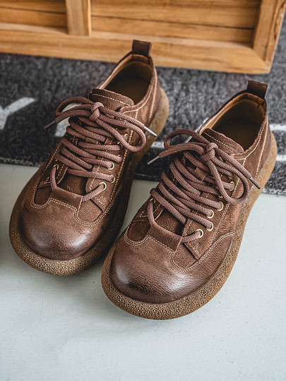 First-Layer Cowhide Men's Shoes 2025 New Winter Large-Toe Shoes Genuine Leather Breathable Soft-Soled British Non-Slip Casual Leather Shoes