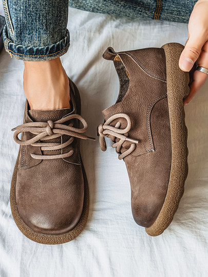 First-Layer Cowhide Men's Shoes, Winter Breathable Casual Leather Shoes, Men's 2025 New Style Sports Genuine Leather Soft-Soled Large-Toe Shoes