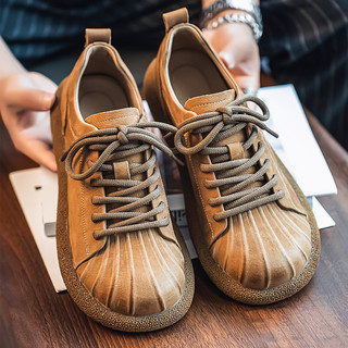 First-Layer Cowhide Men's Shoes, New Winter Style, Genuine Leather, Breathable, Large Leather Shoes, Soft Sole, Soft Leather, Thin, Non-Slip Casual Shoes