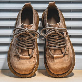 First-Layer Cowhide Men's Shoes 2025 New Winter Large-Toe Shoes Genuine Leather Breathable Soft-Soled British Non-Slip Casual Leather Shoes