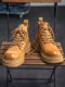 Martin Boots for Men, New Winter Style, Genuine Leather High-Top Shoes, British Style, Thick-Soled, Couple's Yellow Boots, Fleece-Lined Mid-Top Work Boots