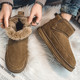 Men's Snow Boots, Northeast Cold-Resistant, Non-Slip Loafers, Trendy Genuine Leather High-Top Winter Shoes, Fleece-Lined, Thickened, Warm Large Cotton Shoes