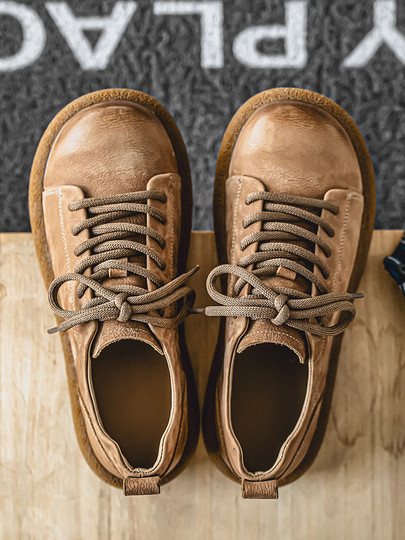 First-Layer Cowhide Men's Shoes, New Winter Style, Genuine Leather, Breathable, Large Leather Shoes, Soft Sole, Soft Leather, British Style, Non-Slip Casual Shoes