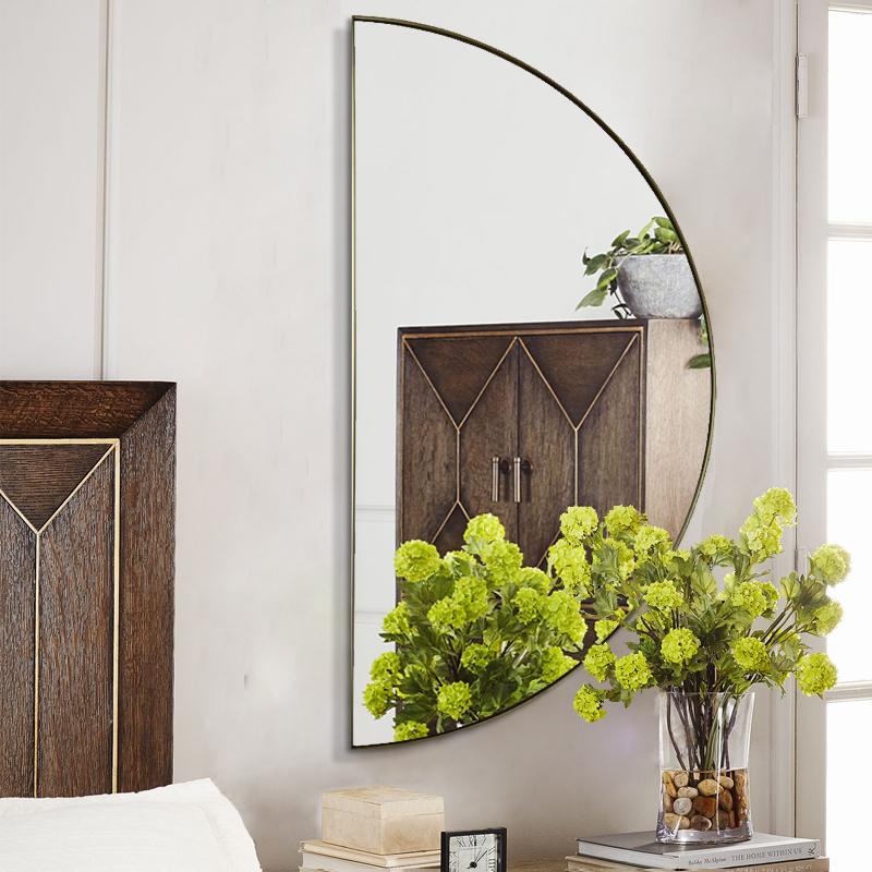 Nordic Semicircle Mirror Dining Hall Genguan Background Wall Wall-mounted Art Decoration Mirror Hotel Home Bathroom wash glasses