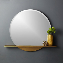 Round mirror shelf bathroom mirror Nordic Wall wash table cosmetic mirror meal side wall art decorative mirror