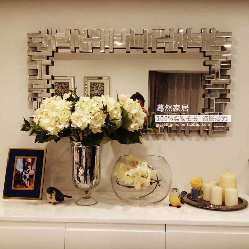 Square stereo porch decorative mirror European bathroom mirror fashion makeup mirror Venice wall hanging mirror modern M0368