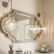 Wooden porch decorative mirror bathroom wall-mounted mirror bedroom vanity mirror bathroom wash mirror European classical M516