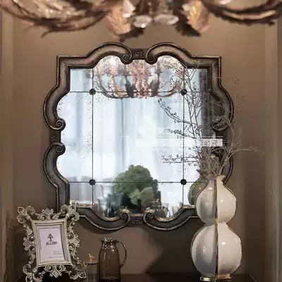Alien retro mirror wall-mounted antique silver bathroom mirror porch dining side mirror decorative bathroom European classical M0021