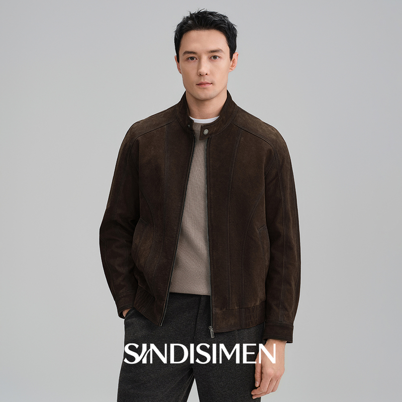 American Retro Men's Genuine Leather Jacket with a Matte Finish, Made of Sheepskin, New Autumn Model, High-End Stand-Collar Leather Jacket