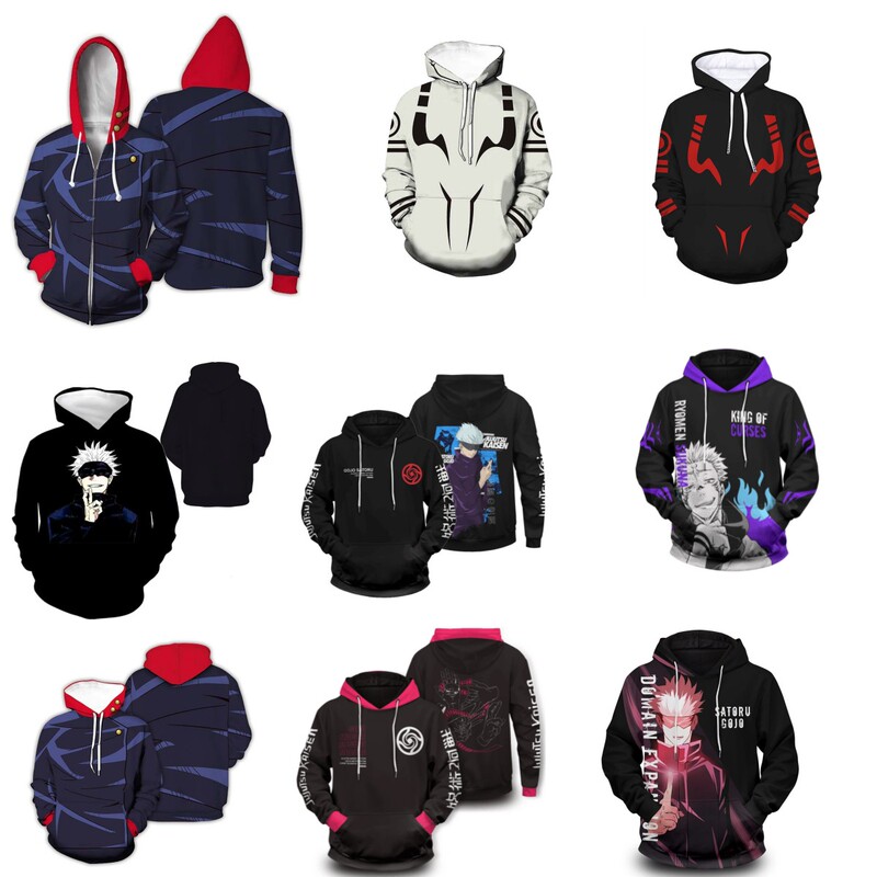 Spring and Autumn Style Anime Jujutsu Kaisen Merchandise Gojo Satoru 3D Printed Zip-Up Hoodie Pullover Sweatshirt Spring and Autumn Style Anime Jujutsu Kaisen Merchandise Gojo Satoru 3D Printed Zip-Up Hoodie Pullover Sweatshirt