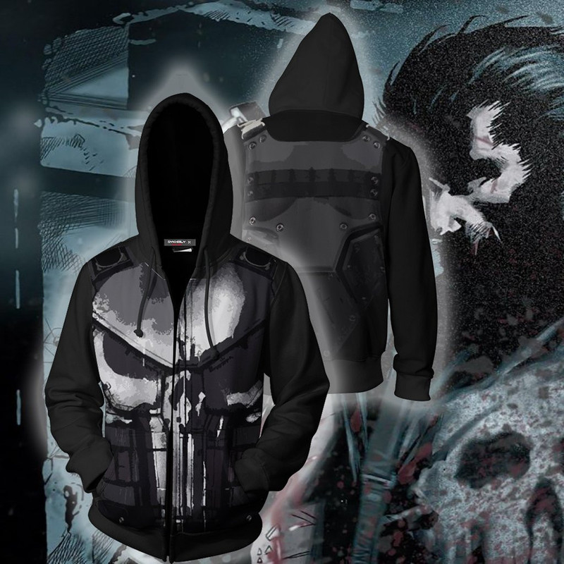 Cross-Border Hot Selling Marvel Punisher Series Same Style 3D Sweatshirt Cosplay Anime Peripheral Casual Hoodie