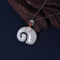 Ji Elephant Necklace Female Silver Fashion Accessories Inlay Hetian Jade Jewelry Temperament Joker choker Advanced Sense Neck Chain