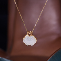 New product promotion ancient method gold-plated necklace female sterling silver fashion simple jewelry inlaid Hetian jade silver collarbone neck chain