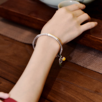 Bamboo newspaper Ping An original new bracelet female sterling silver 9999 foot Silver fashion retro handmade silver jewelry personalized silver bracelet