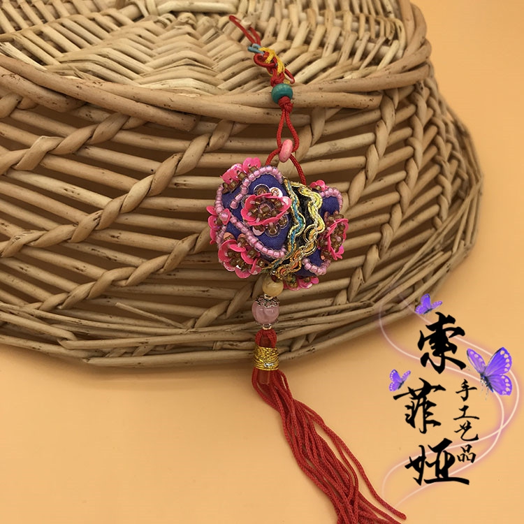Xinjiang ethnic flower hat car pendant decoration ornament flower hat sachet handmade flower hat small gift decoration small sachet