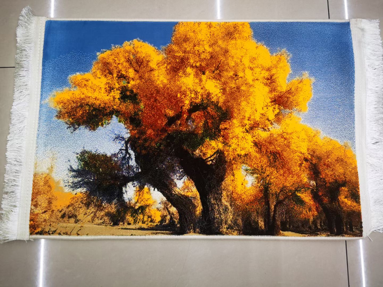 Xinjiang National Features Tapestry Carpet hanging painting Huyanglin People's House Landscape Simple vertical national wind plant tapestry