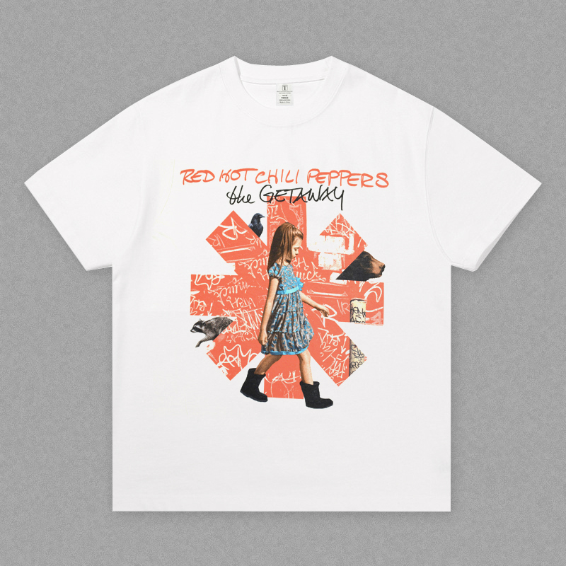 Red Hot Chili Peppers Red Pepper Band Printed T-Shirt Retro Men's and Women's Concert Same Style Short Sleeves