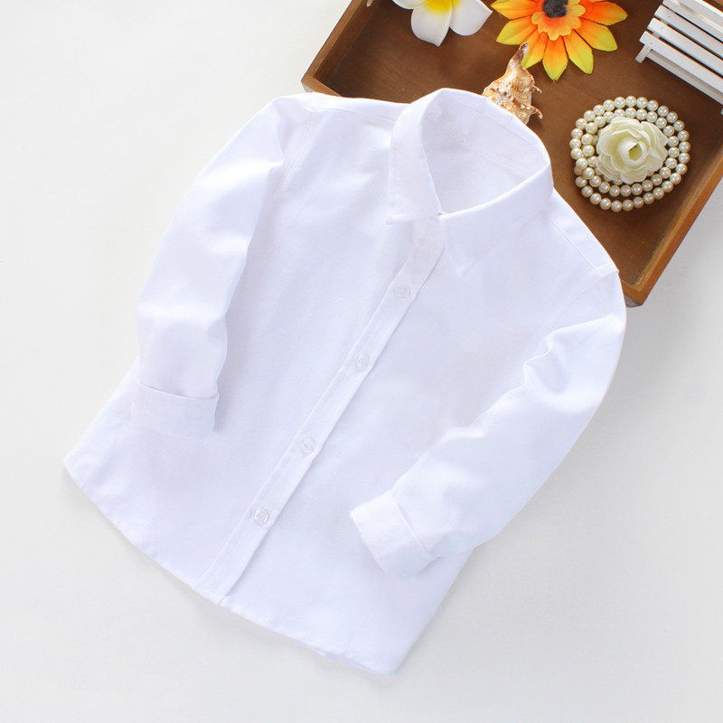Boys' white shirts, long-sleeved boys' white shirts, children's middle-aged children's school uniforms, garden uniforms, student performance costumes