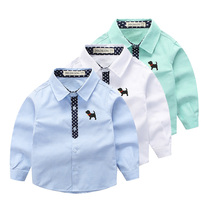 Boys  shirt long sleeve 2021 new cotton spring and autumn Korean childrens clothing middle and large childrens childrens baby casual white shirt
