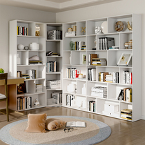 Nordic solid wood bookshelf shelf floor to wall home living room vertical office full wall combination bookcase custom