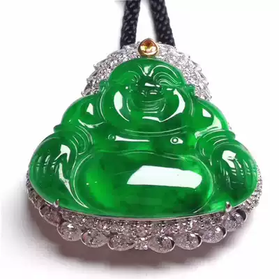 Emerald Buddha pendant Yang green floating flower bracelet ring earrings up fluorescent Guanyin Jieyang Myanmar bag return Jade