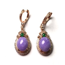 Emerald live violet gold inlaid jade earrings Myanmar A cargo womans hand bracelet ice floats full of green Guanyin Buddha jewels