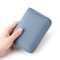 Womens wallet genuine leather 2024 new style small fresh womens short card holder small coin clip head layer cowhide mens clutch bag