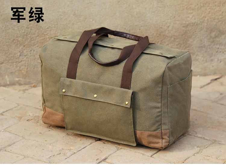 Túi xách vải công suất lớn cho nam và nữ ngoài trời túi hành lý ngắn khoảng cách quần áo retro túi lớn ba lô túi