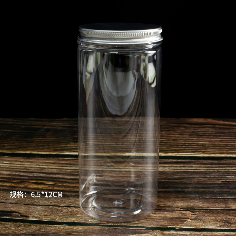 Rose & Diameter 6.5 * 12 Aluminum CoverCookies Biscuit bucket Plastic transparent candy a snack jar nougat Snow crisp seal up packing box milk Jujube Bottle & Can