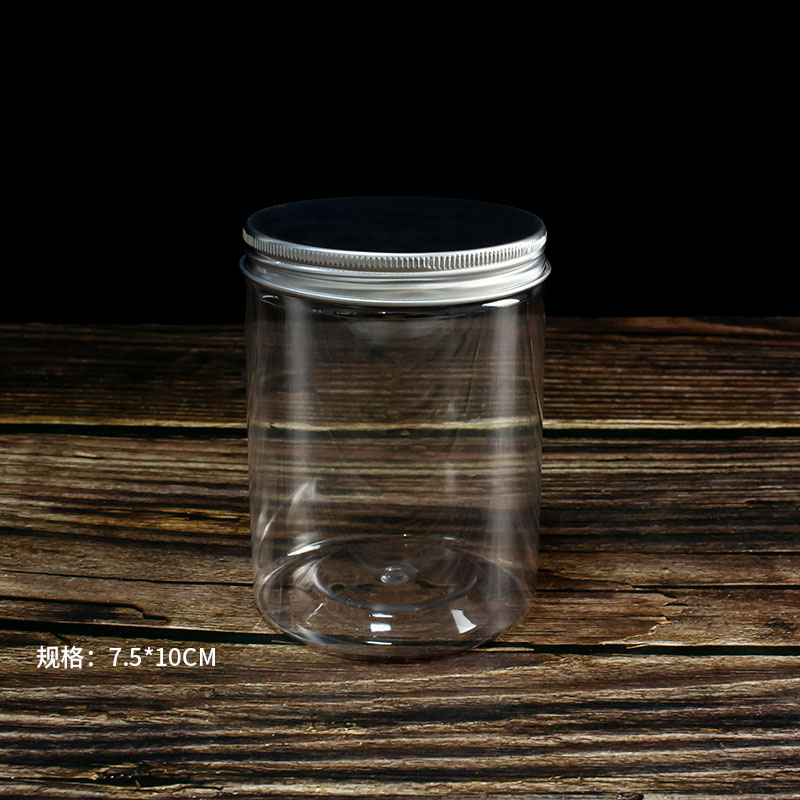 Red & Diameter 7.5 * 10 Aluminum CoverCookies Biscuit bucket Plastic transparent candy a snack jar nougat Snow crisp seal up packing box milk Jujube Bottle & Can
