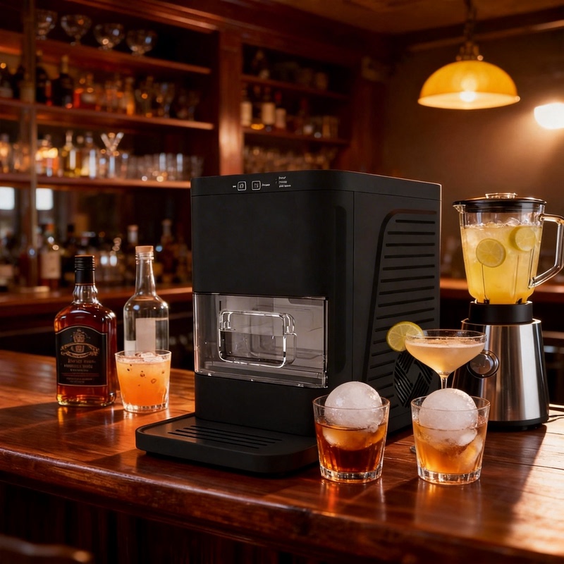 Spherical Ice Maker for Home and Commercial Use, 10kg Spherical Ice, Bar Cocktail Whiskey Solid Ice Cube Making Machine, Fully Automatic