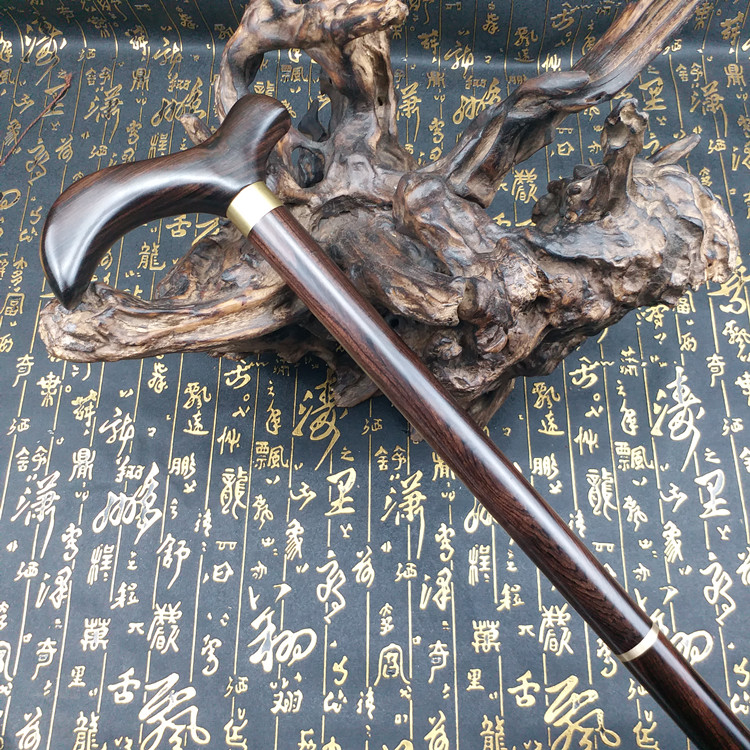 Gỗ rắn ba khúc gỗ gụ màu tím gỗ đàn hương cũ không trơn trượt đi bộ ông già mía gỗ di động leo núi - Gậy / gậy gậy chống trượt có đèn pin cho người già