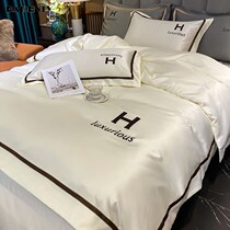 Nordic ice silk naked sleeping four pieces of light and luxurious double-sided real silk quilt cover bed linen bed with cool sensation bed supplies ins and wind